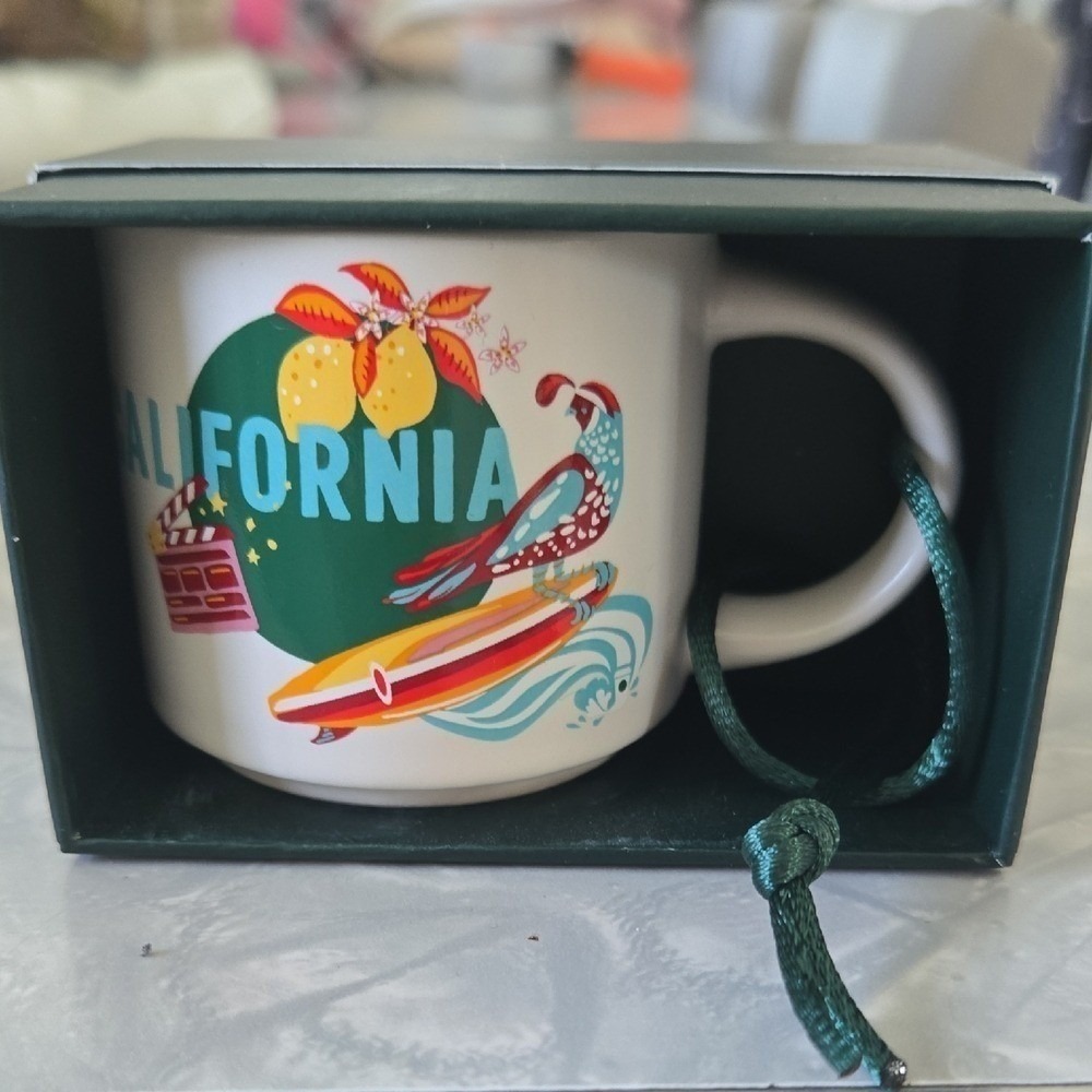 Starbucks California Coffee Mug Red Interior‎ White Ceramic ornament 2oz